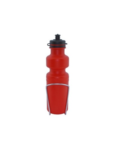 Water Bottle with Alloy Cage 28oz Red.